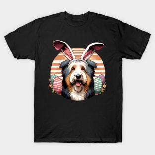 Bearded Collie with Bunny Ears Easter Celebration T-Shirt